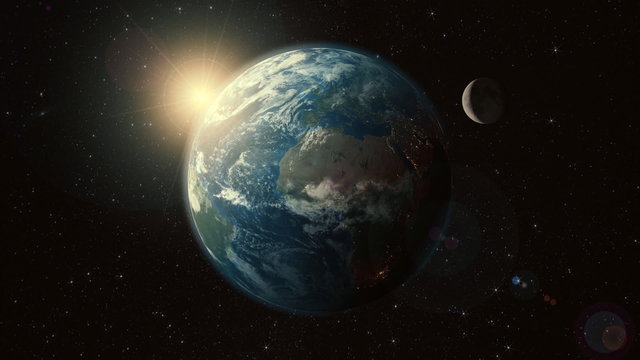 Earth rotating in space.