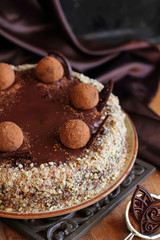 Chocolate cake with nuts