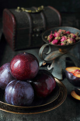 plums on the trays