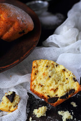 orange muffin with chocolate chips