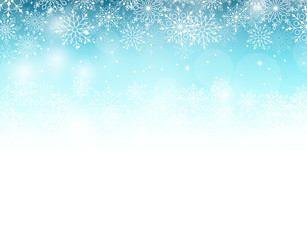 Winter Background with Various Cold Blue Snowflakes Pattern. Vector Illustration
