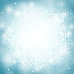 Fototapeta na wymiar Winter Snow Background with Different Snowflakes. Vector Illustration 