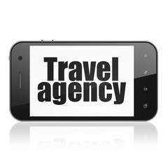 Vacation concept: Smartphone with Travel Agency on display