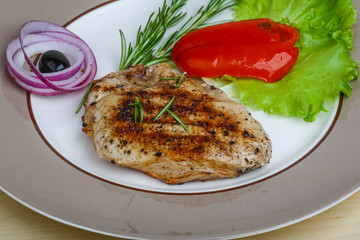 Grilled pork steak