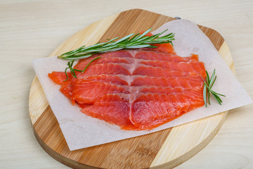 Sliced salmon