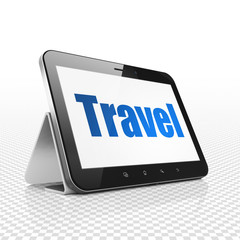 Travel concept: Tablet Computer with Travel on display