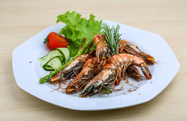 Grilled tiger prawns