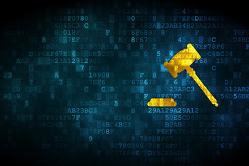 Law concept: Gavel on digital background
