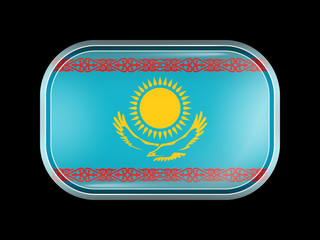 Flag of Kazakhstan. Rectangular Shape with Rounded Corners