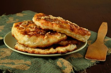 Homemade fried tortillas with cheese.