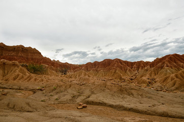Colorful sand formations of Tatacoa desert 