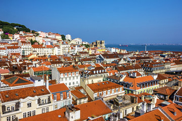 Fototapeta na wymiar Lisbon, Portugal. Tagus River Panorama