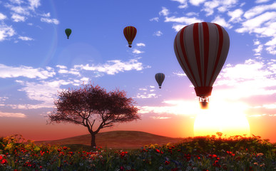Naklejka premium hot air balloons