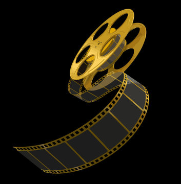 Gold Film Strip on black Stock Vector