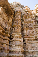 A fragment of the Indian temple of Khajuraho. World Cultural Heritage by UNESCO. India.