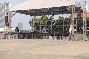 Outdoor stages/Area of outdoor stages prepare for concerts.