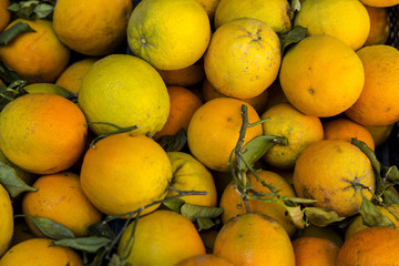 Ripe sweet and juicy orange close up