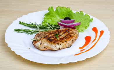 Grilled pork steak
