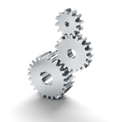 Gears over white background