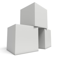 White boxes isolated on white background