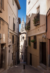 Narrow streets of Toledo city in Spain