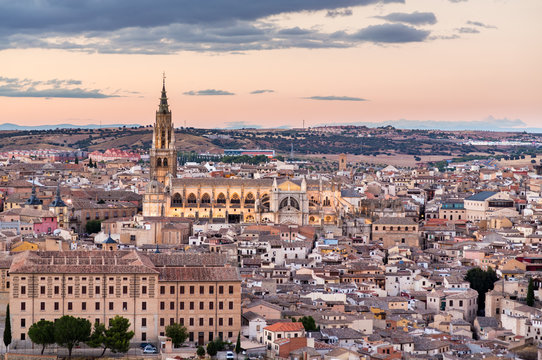 Sunset view of Toledo city in Spain