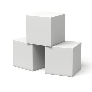 White boxes isolated on white background