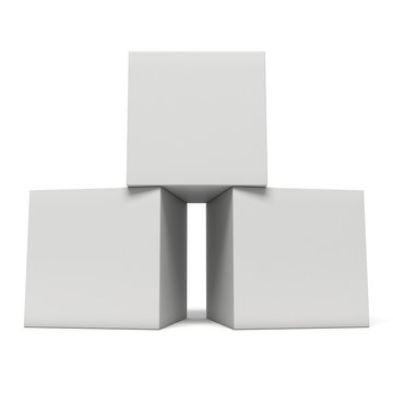 White boxes isolated on white background
