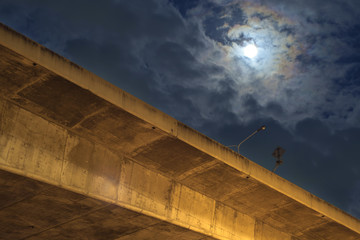 High bridge/High bridge at night with moon.