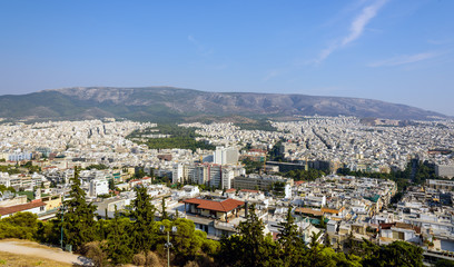 Fototapeta na wymiar View of Athens from Mount Lycabettus, Greece.