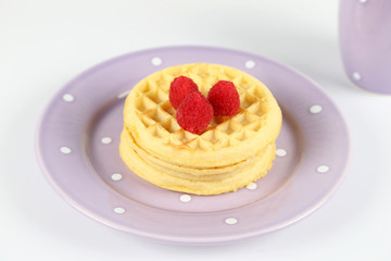 waffles with raspberry