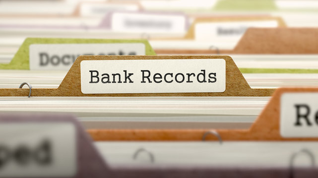 File Folder Labeled As Bank Records.