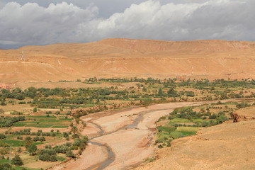 Vista de un oasis cerca de Ourzazate. Marruecos