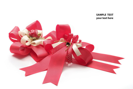 Red bow/Red bow with sample text on white background.