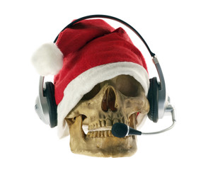 Santa Claus hat with skull/Santa Claus hat with skull and headphone on white background.