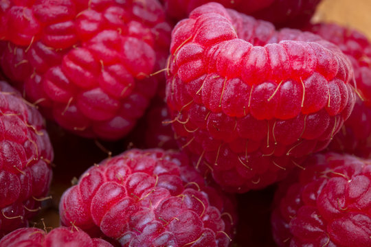 Macro image of a heap of red raspberries a refreshing snack option for a healthy life