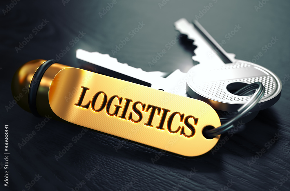 Poster logistics - bunch of keys with text on golden keychain.