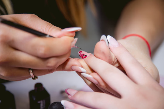 Nail care, manicure in a beauty salon