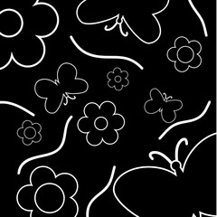 flowers and butterfly background vector