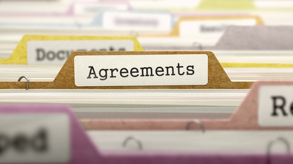 File Folder Labeled as Agreements.