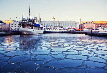 The cold morning in Helsinki, Finland.