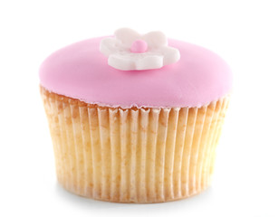 Tasty cupcake, isolated on white