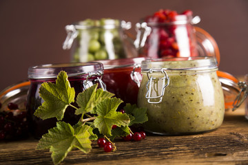 Jars of preserves, jams, fruit
