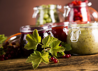 Jars of preserves, jams, fruit
