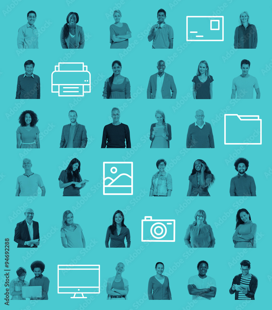 Poster people community technology connection networking concept