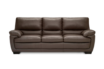 Fototapeta na wymiar Luxury leatherbrown sofa isolated on white background