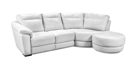 Luxury leather corner sofa isolated on white background