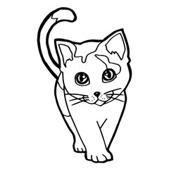cartoon Cat Coloring Page for kid isolated on white 
