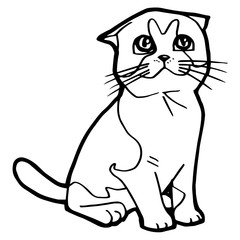cartoon Cat Coloring Page for kid isolated on white 
