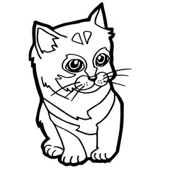 cartoon Cat Coloring Page for kid isolated on white 
